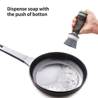 Pot Brush Dish Brush Dish Scrub Brush With Soap Dispenser For Dishes Kitchen Sink Pot Pan Scrubbing 1 Brush 2 Refills - euphoria