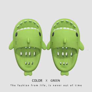 Shark Slippers With Drain Holes Shower Shoes For Women Quick Drying Eva Pool Shark Slides Beach Sandals With Drain Holes - euphoria