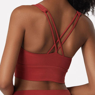  BRASSU Large Size Back Cross Double Straps Sports Bra high  Strength Push up Beautiful Back Yoga Underwear (Color : Red Brown, Size :  XXXX-Large) : Clothing, Shoes & Jewelry